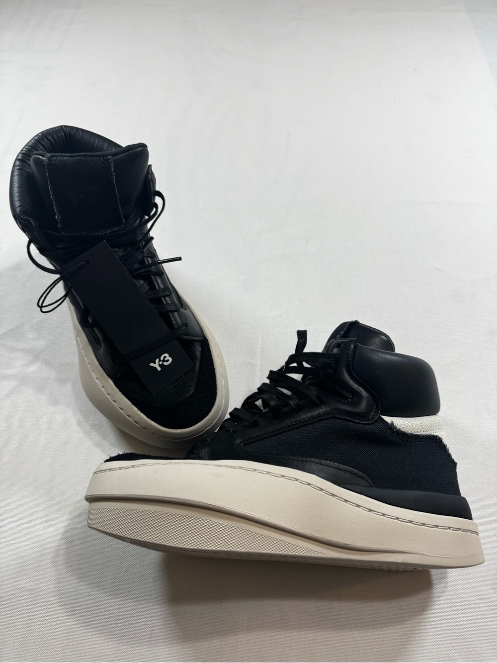 adidas Y-3 Black and Cream High-Top Sneakers